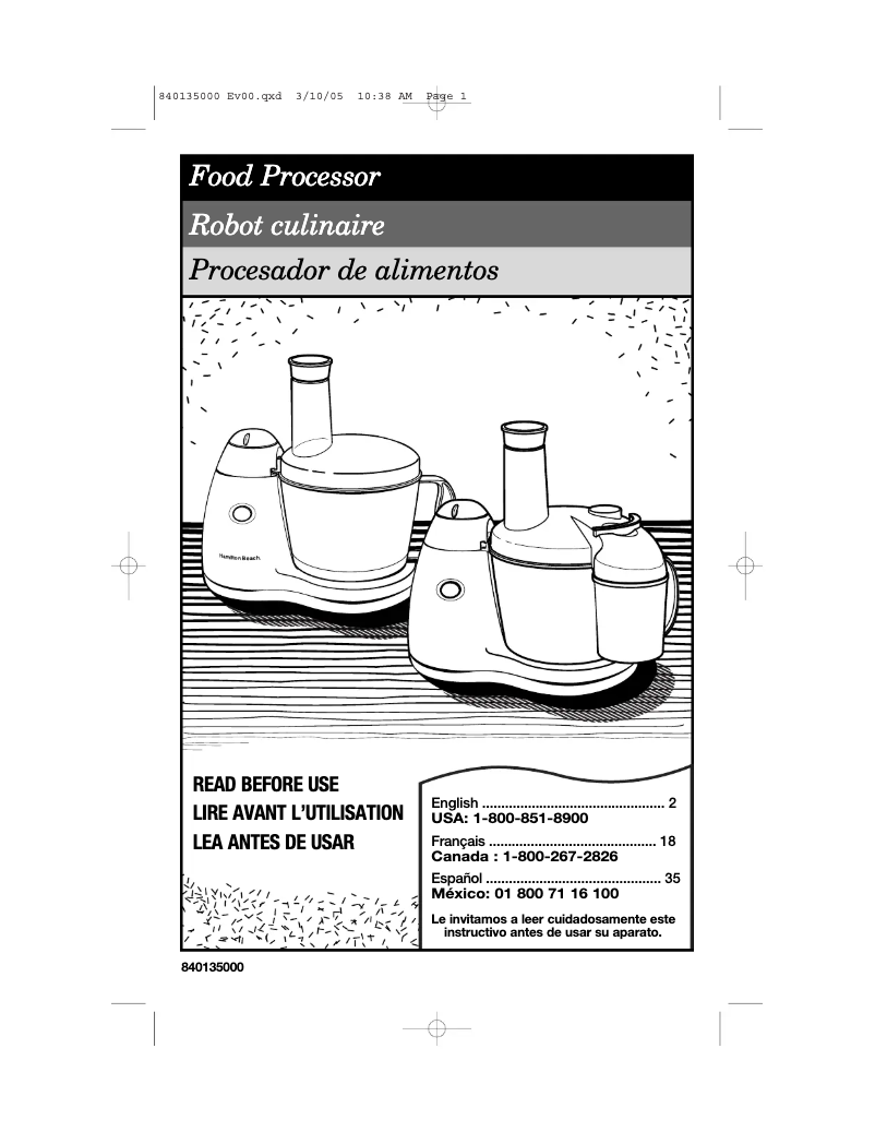 Image de la première page du manuel de l'appareil PrepStar 70550R