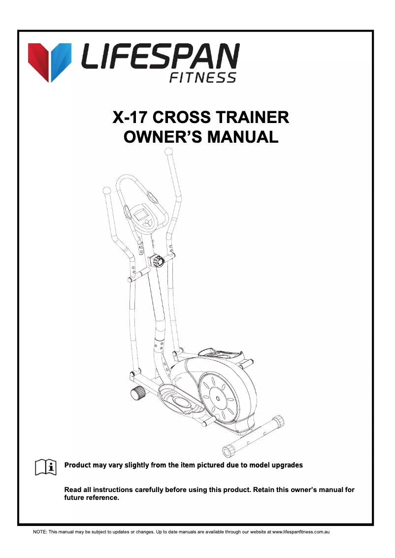 Page 1 de la notice Manuel utilisateur LifeSpan X-17