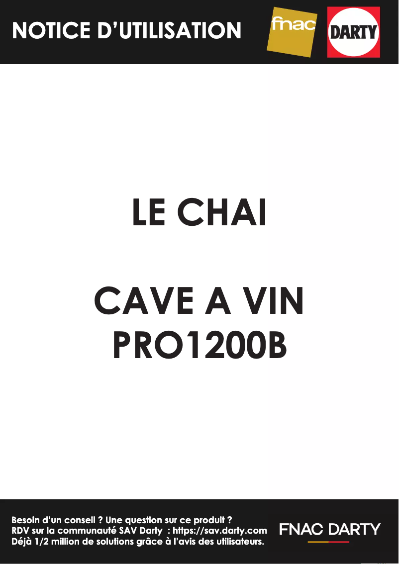 Page n°1 - Manuel utilisateur Le Chai PRO1200B