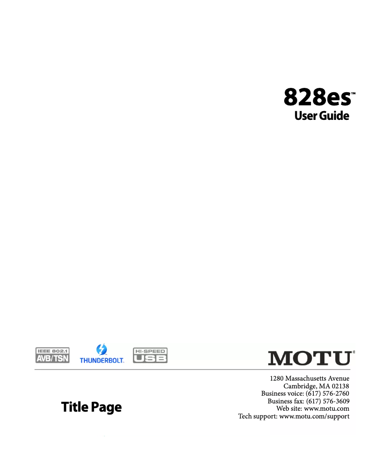 Page 1 de la notice Manuel utilisateur Motu 828es