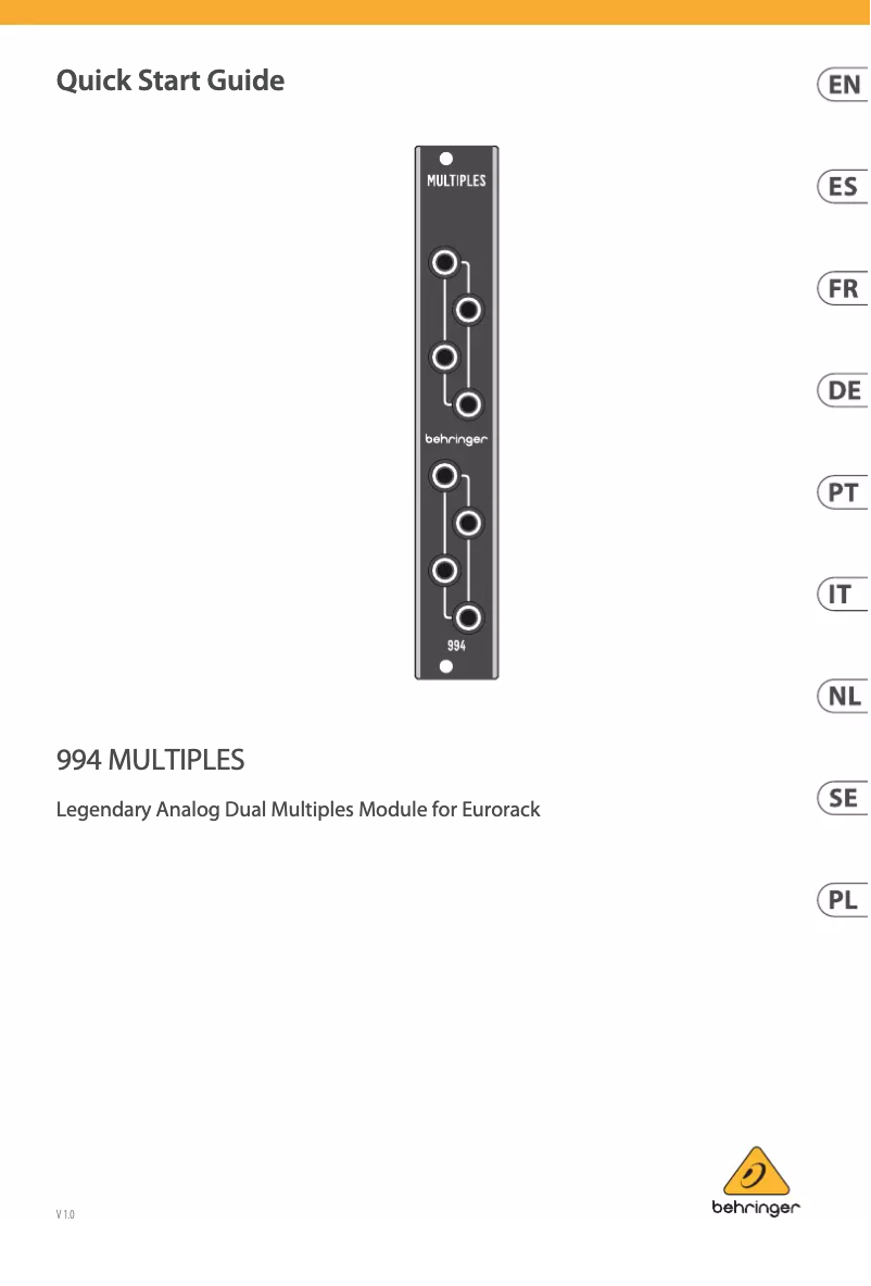 Page n°1 - Manuel utilisateur Behringer System 55 994 Multiples
