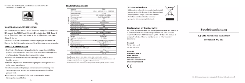 Page 1 de la notice Manuel utilisateur Trebs Comfortcam CC-113