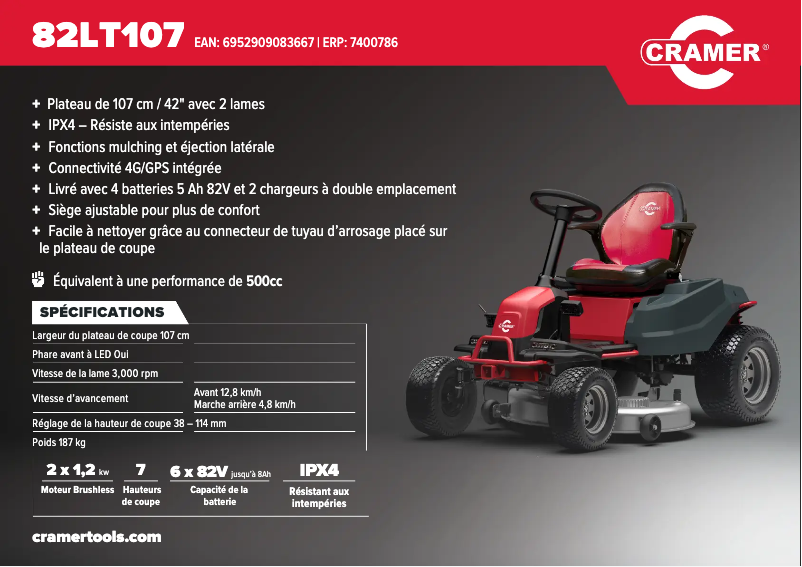 Page n°1 - Fiche technique Cramer 82LT107