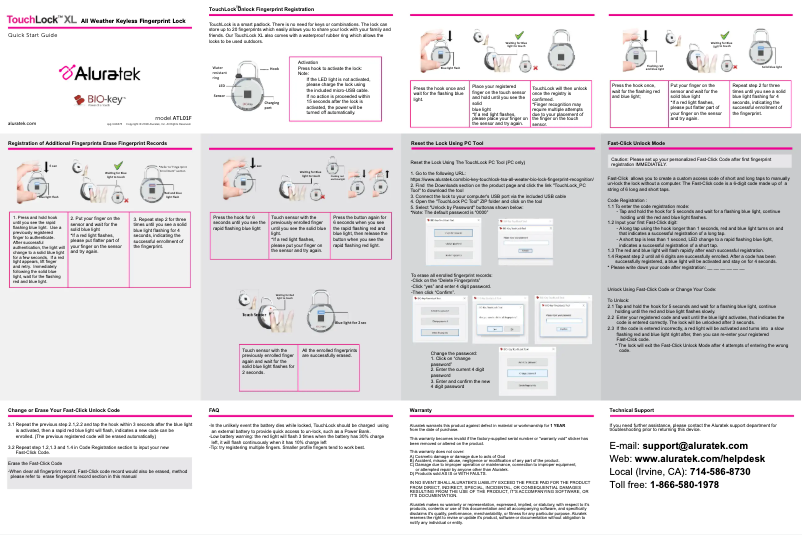 Page 1 de la notice Manuel utilisateur Aluratek ATL01F