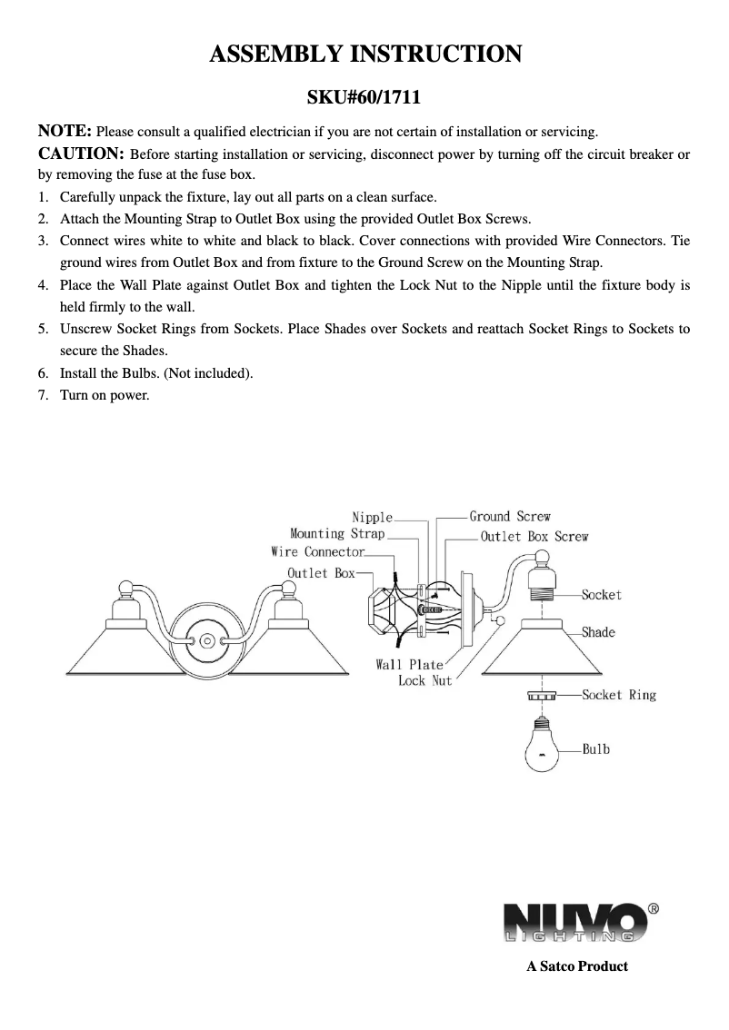 Page n°1 - Manuel utilisateur NUVO Bridgeview 60/1711