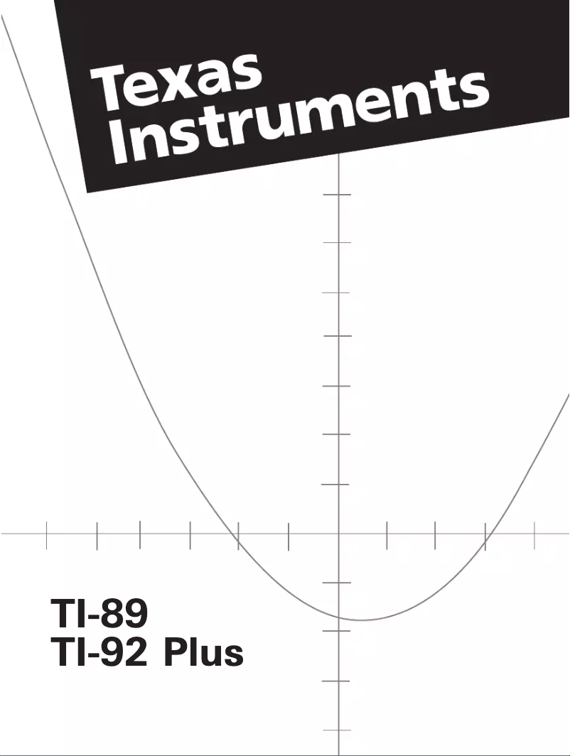 Page 1 de la notice Manuel utilisateur Texas Instruments TI-92 Plus