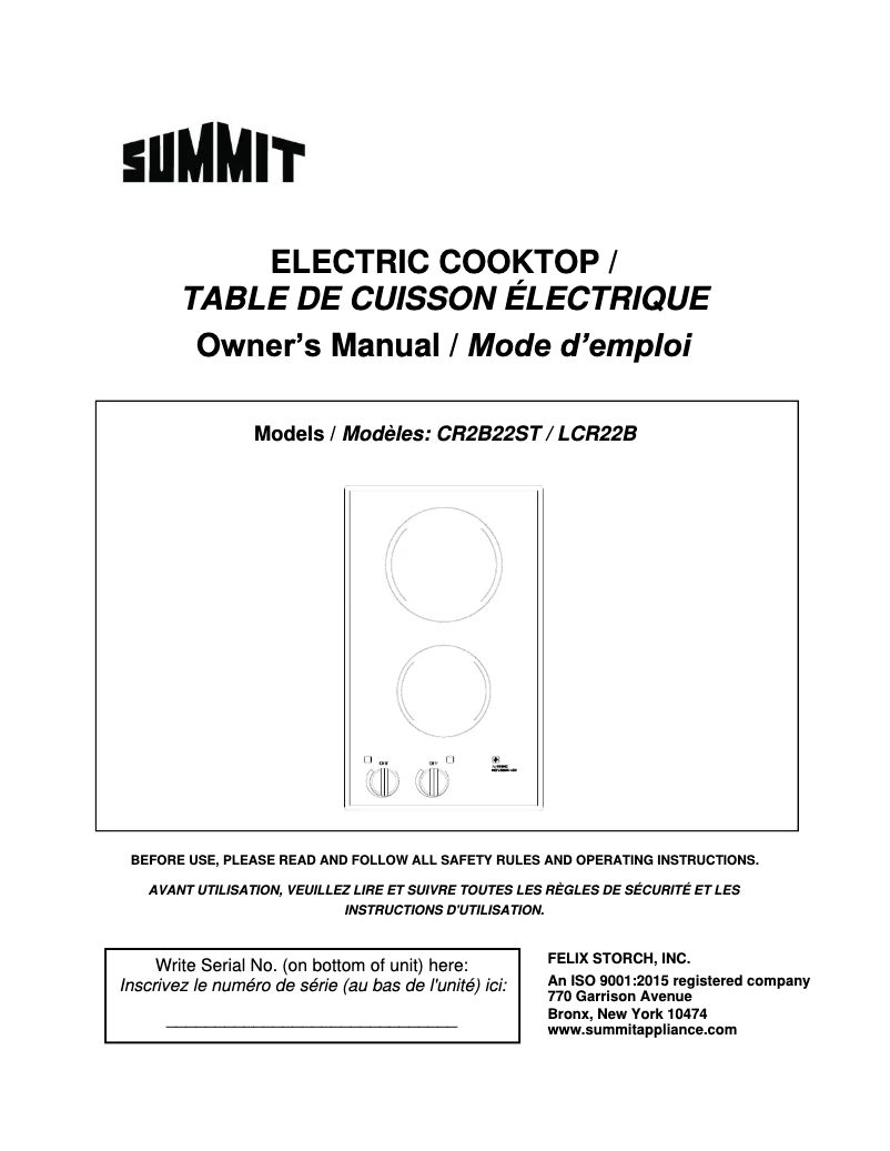 Page 1 de la notice Manuel utilisateur Summit LCR22B