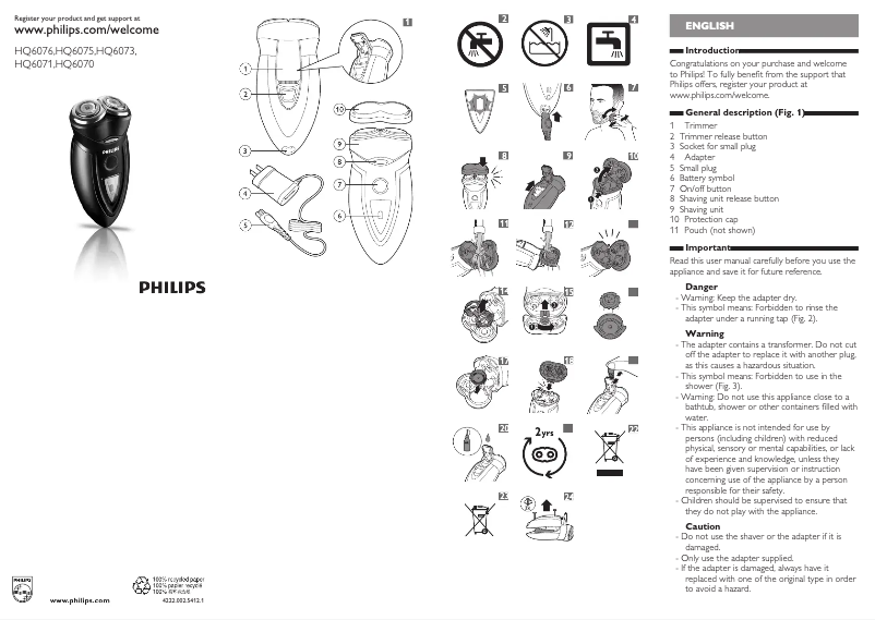 Image de la première page du manuel de l'appareil HQ6071