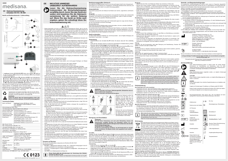 Page 1 de la notice Manuel utilisateur Medisana IN 520