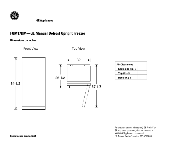 Page n°1 - Fiche technique GE FUM17DMRWH