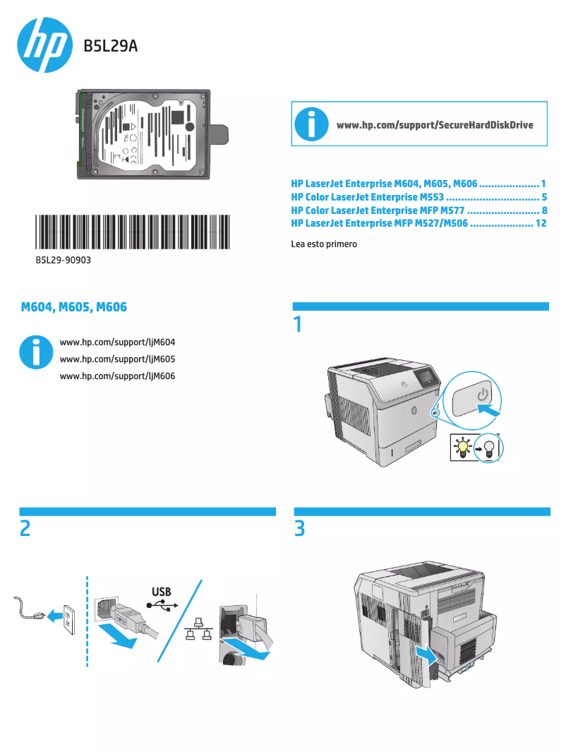 Page n°1 - Guide d'installation HP LaserJet Enterprise M506