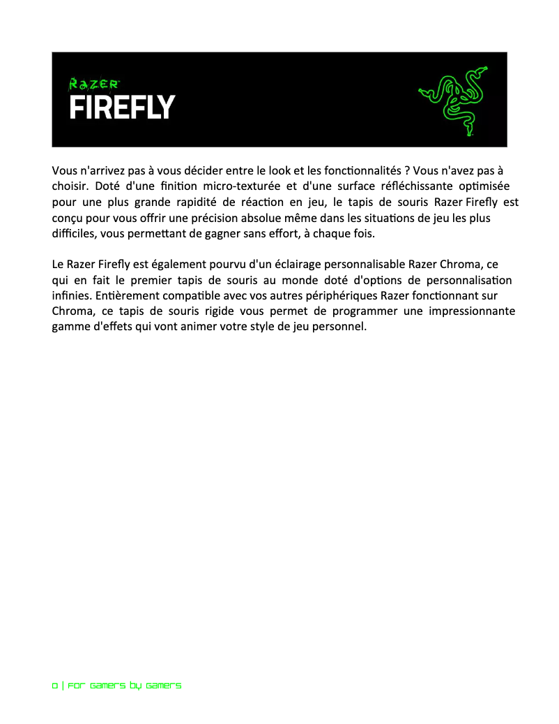 Page 1 de la notice Manuel utilisateur Razer Firefly