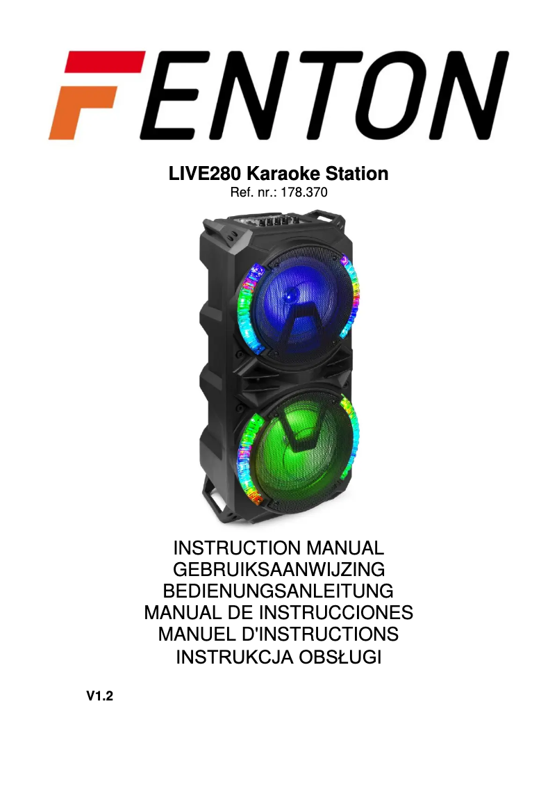 Page 1 de la notice Manuel utilisateur Fenton LIVE280