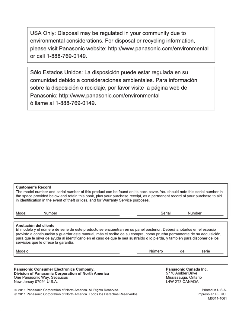 Página 1 del manual Manual de usuario Panasonic Viera TC-P60S30
