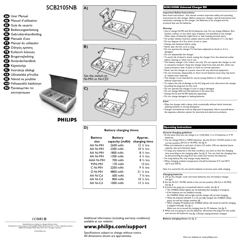 Page 1 de la notice Manuel utilisateur Philips MultiLife SCB2105NB