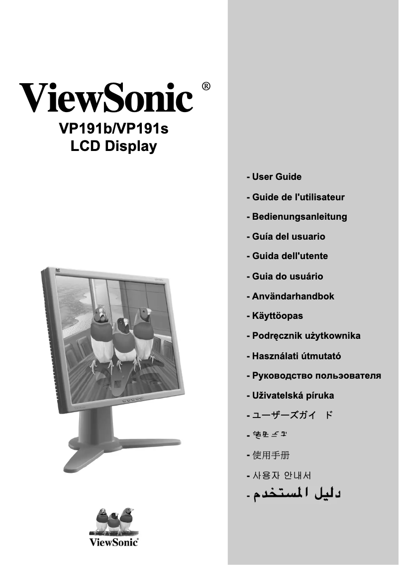 Page n°1 - Manuel utilisateur Viewsonic VP191b
