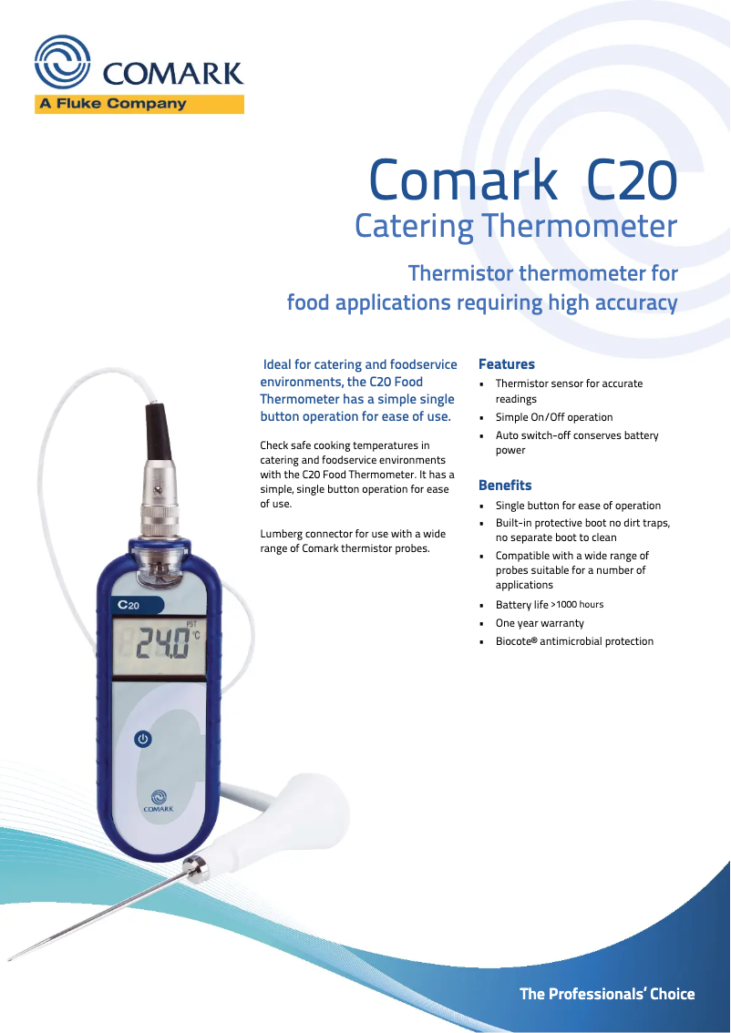 Page 1 de la notice Fiche technique Comark C20