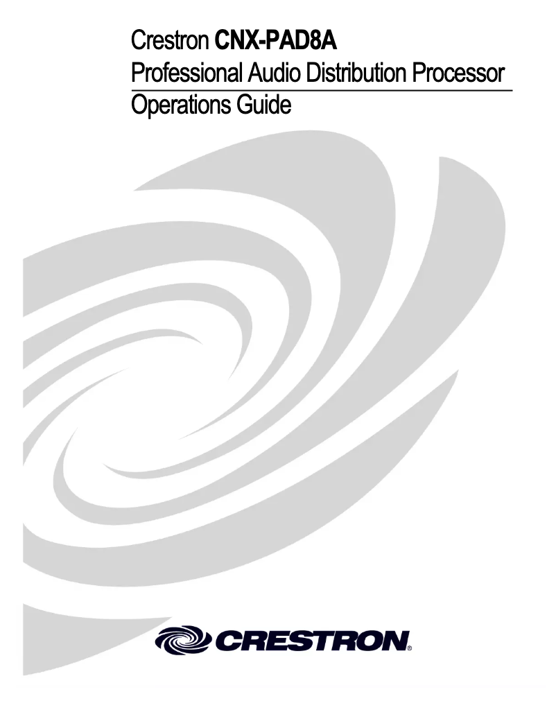 Page 1 de la notice Manuel utilisateur Crestron CNX-PAD8A