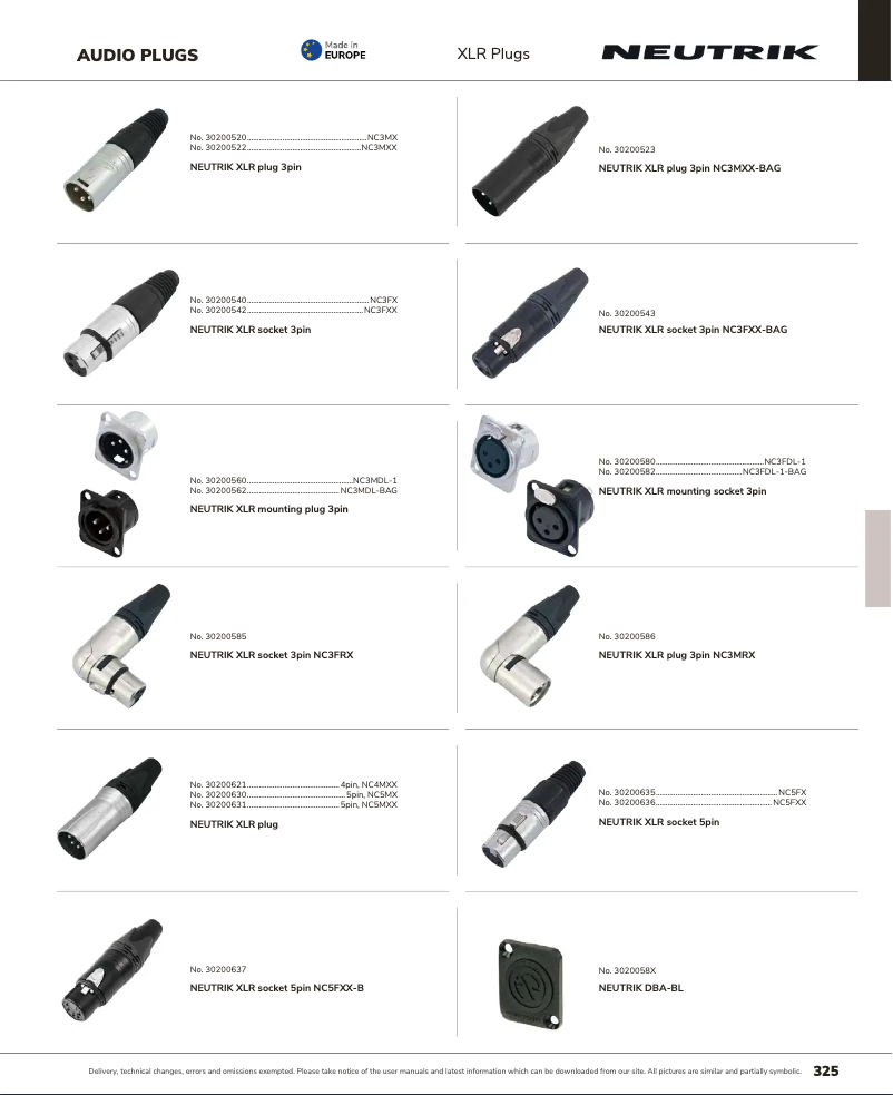 Page 1 de la notice Catalogue Neutrik NC3MX