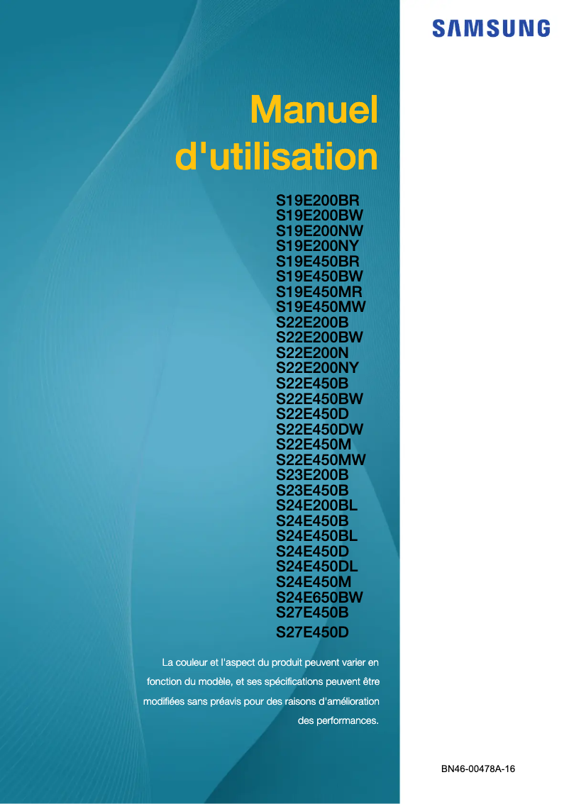 Page n°1 - Manuel utilisateur Samsung S19E450MW