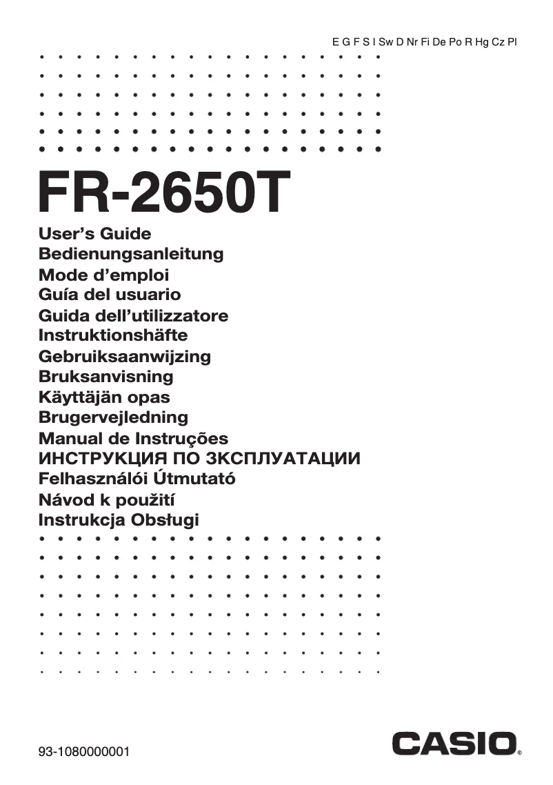 Page 1 de la notice Manuel utilisateur Casio FR-2650T
