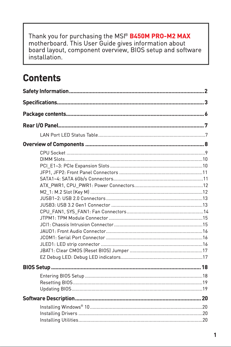 Page 1 de la notice Manuel utilisateur MSI B450M Pro-M2 Max