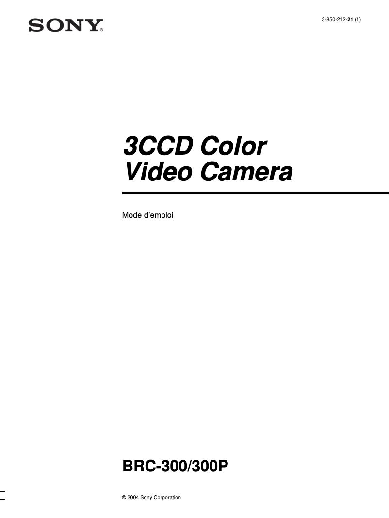 Page n°1 - Manuel utilisateur Sony BRC-300P