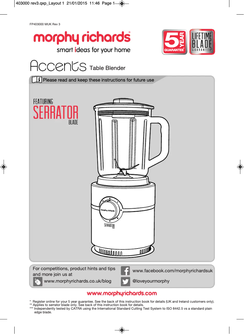 Imagen de la primera página del manual del dispositivo Accents 403000