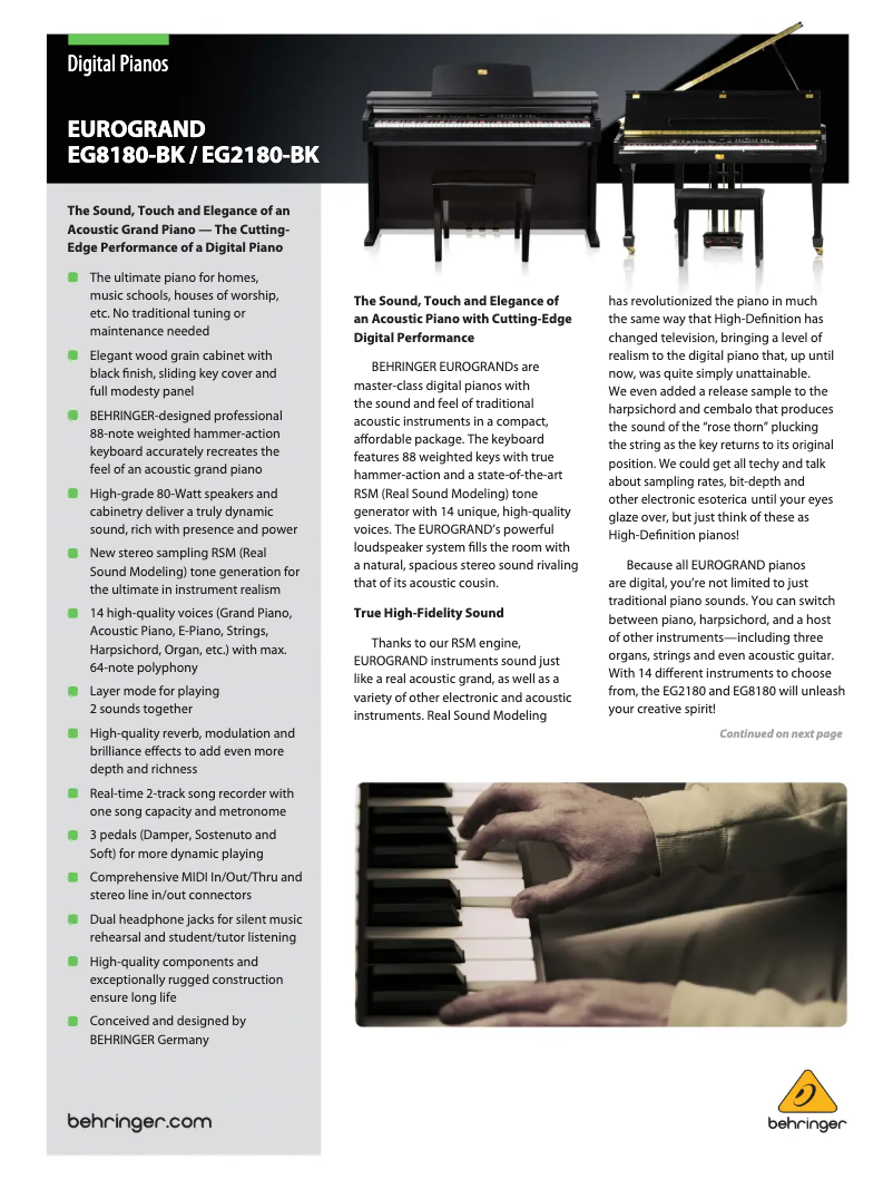Page n°1 - Brochure Behringer Eurogrand EG8180-BK