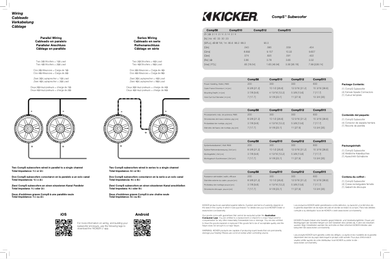 Página 1 del manual Manual de usuario Kicker 40CWS154