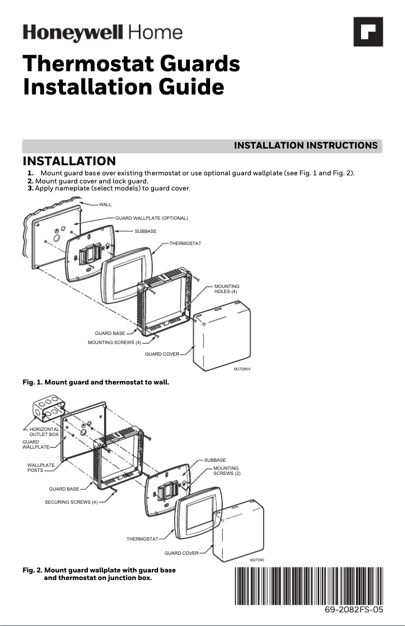 Page 1 de la notice Manuel utilisateur Honeywell TG512D1003