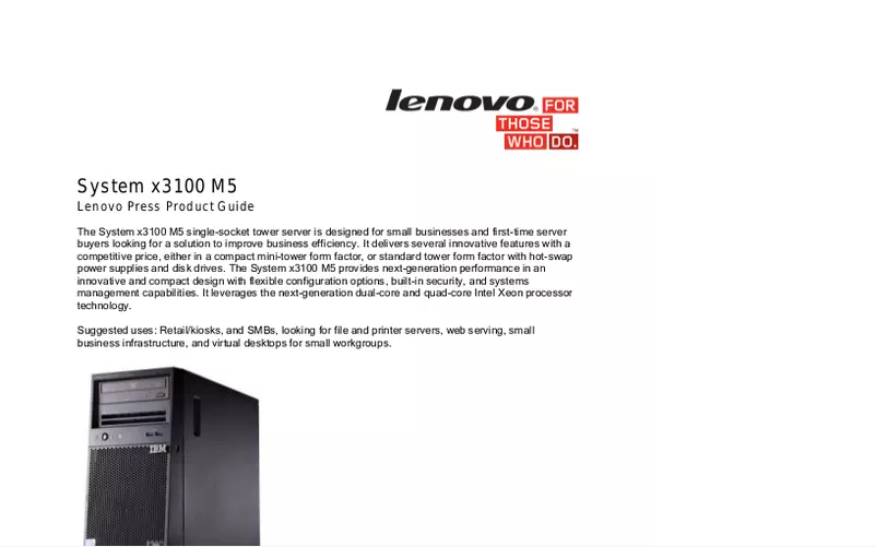 Image de la première page du manuel de l'appareil System x 3100 M5