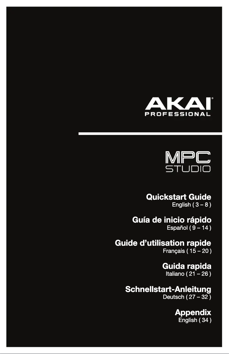 Página 1 del manual Guía de inicio rápido AKAI MPC Studio