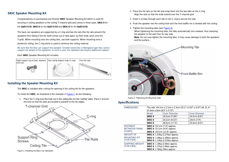 Page n°1 - Manuel utilisateur Kramer SKIC-8