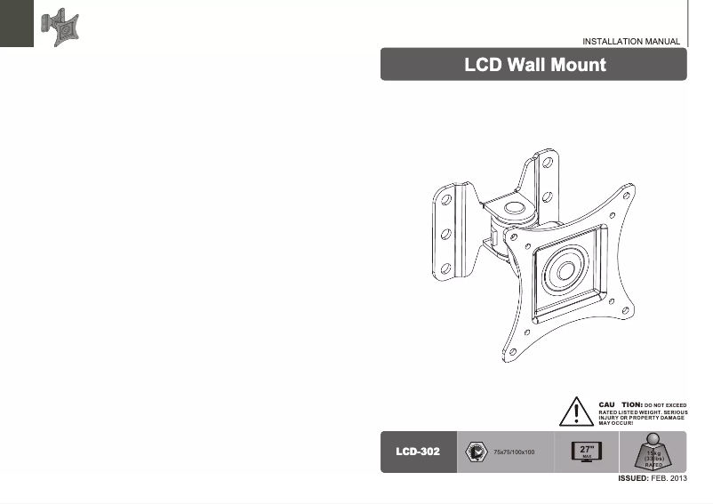Imagen de la primera página del manual del dispositivo LCD Wall Bracket
