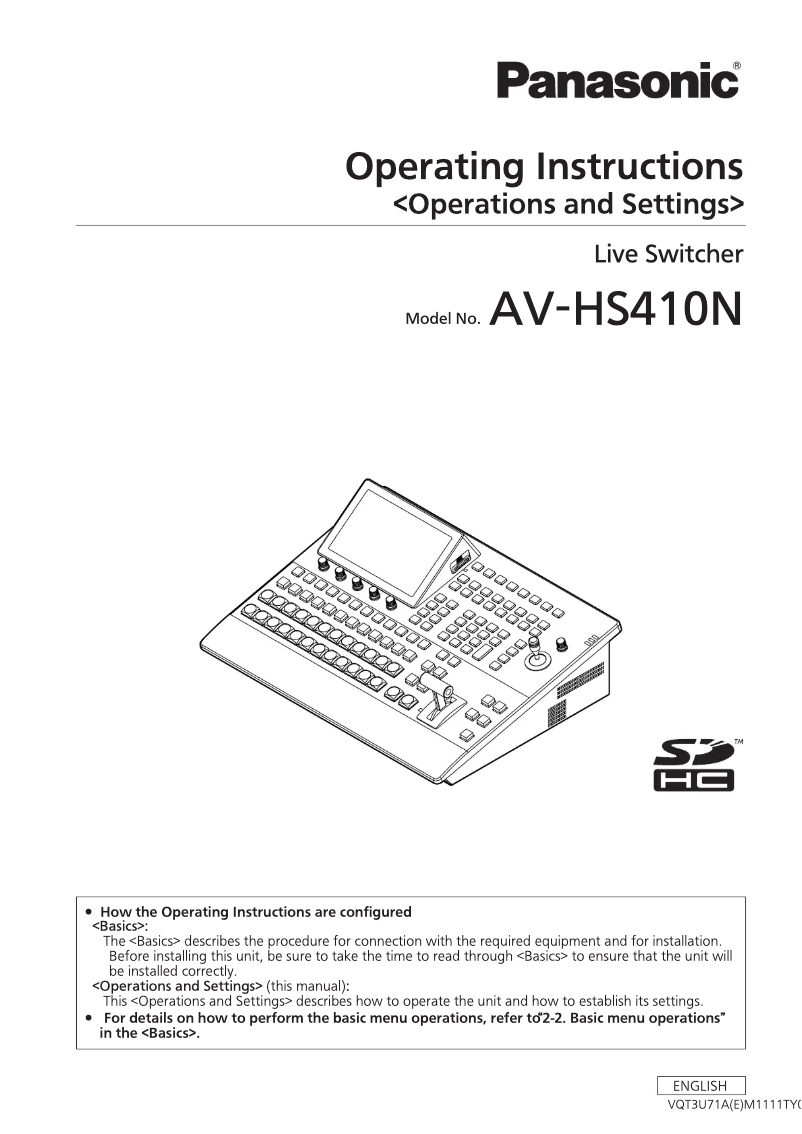 Image de la première page du manuel de l'appareil AV-HS410