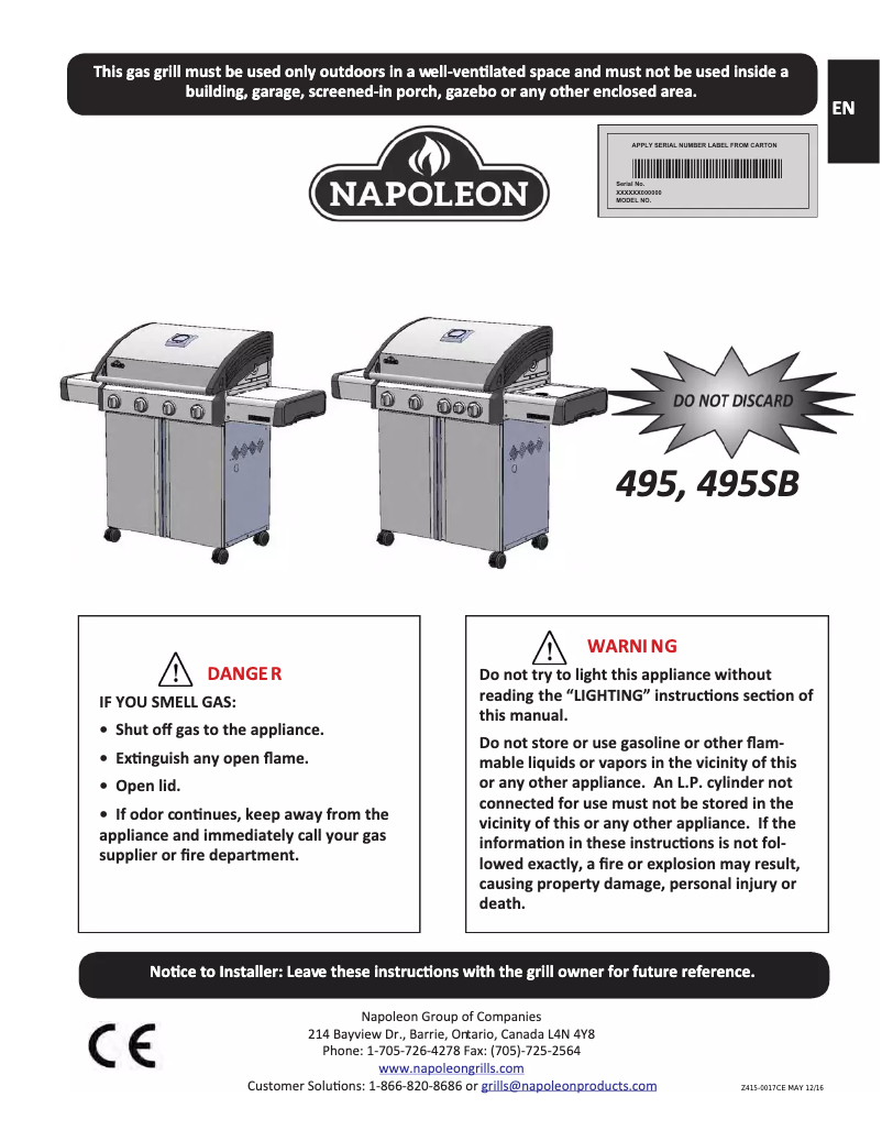 Page 1 de la notice Manuel utilisateur Napoleon Triumph 495SB