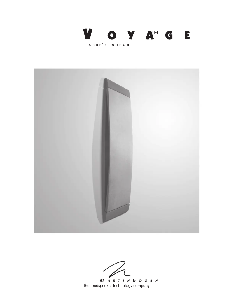 Page 1 de la notice Manuel utilisateur Martin Logan Voyage