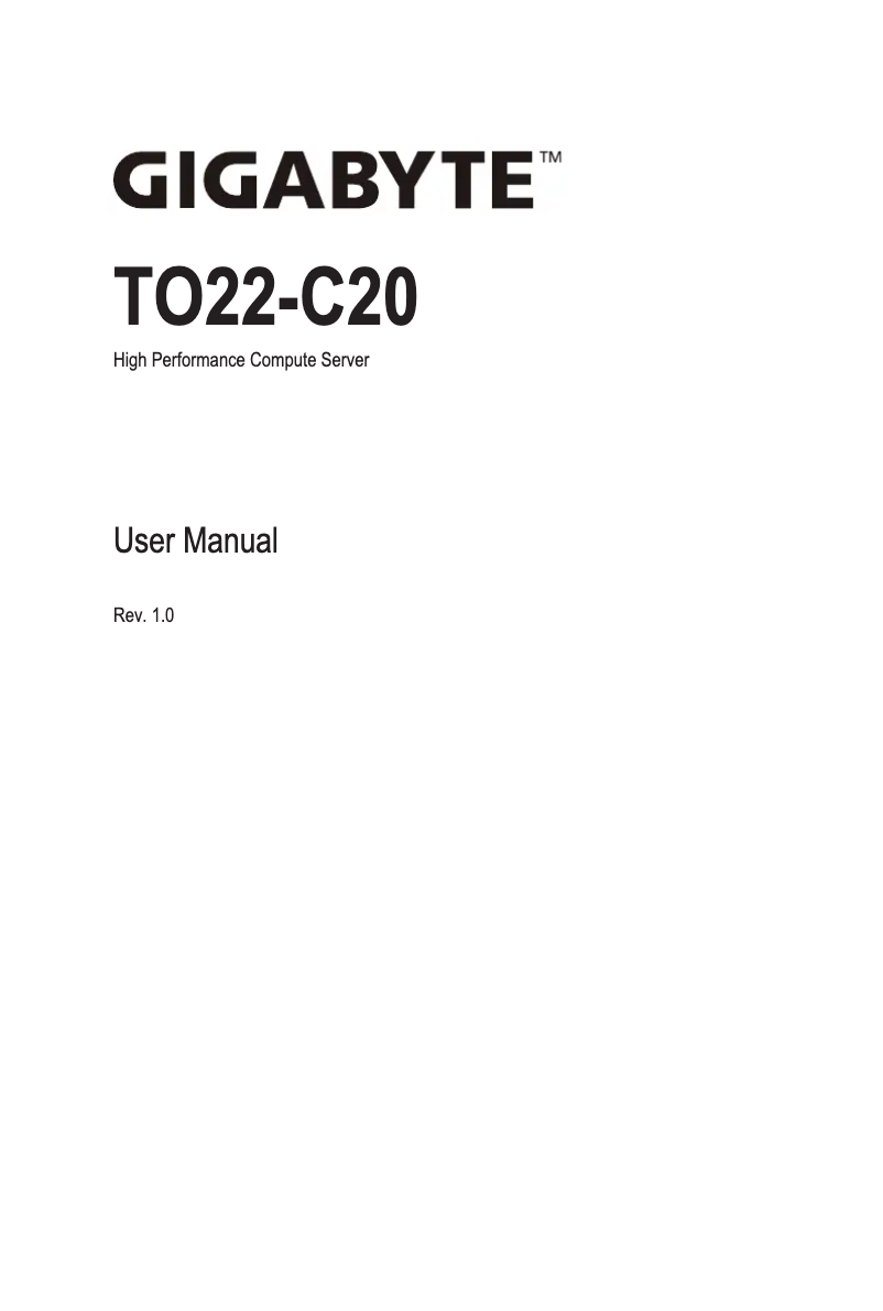 Page n°1 - Manuel utilisateur Gigabyte TO22-C20