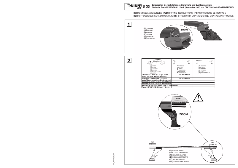 Page 1 de la notice Manuel utilisateur Twinny Load S 33