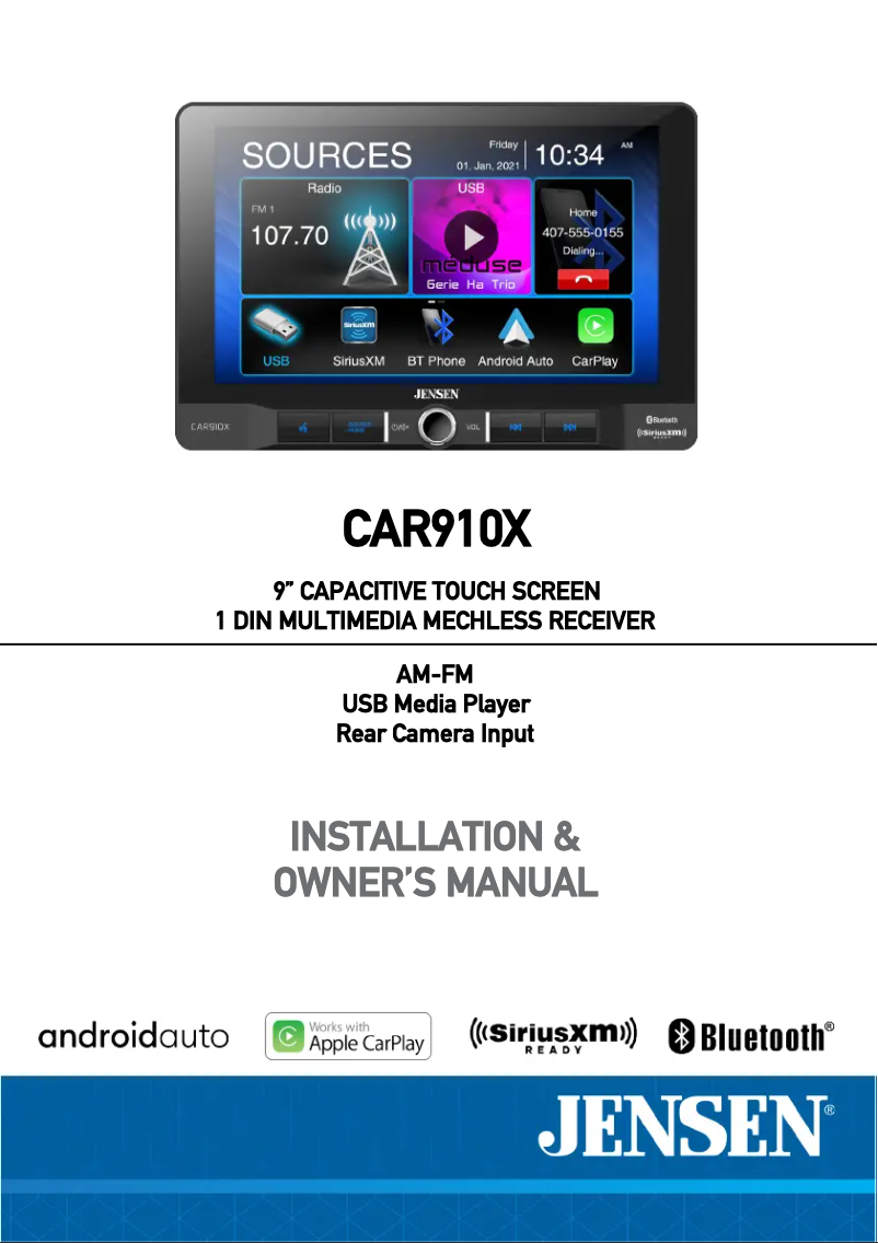 Page 1 de la notice Guide d'installation Jensen CAR910X