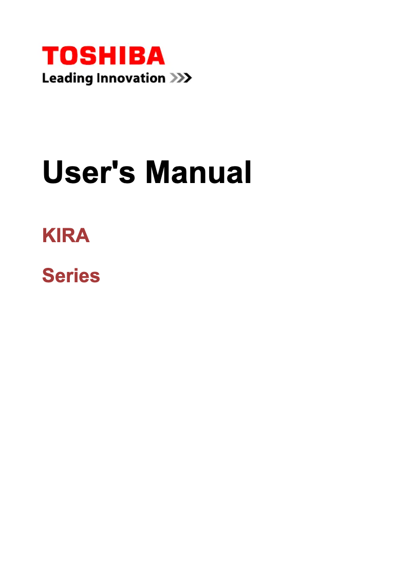 Page 1 de la notice Manuel utilisateur Toshiba KIRAbook 13