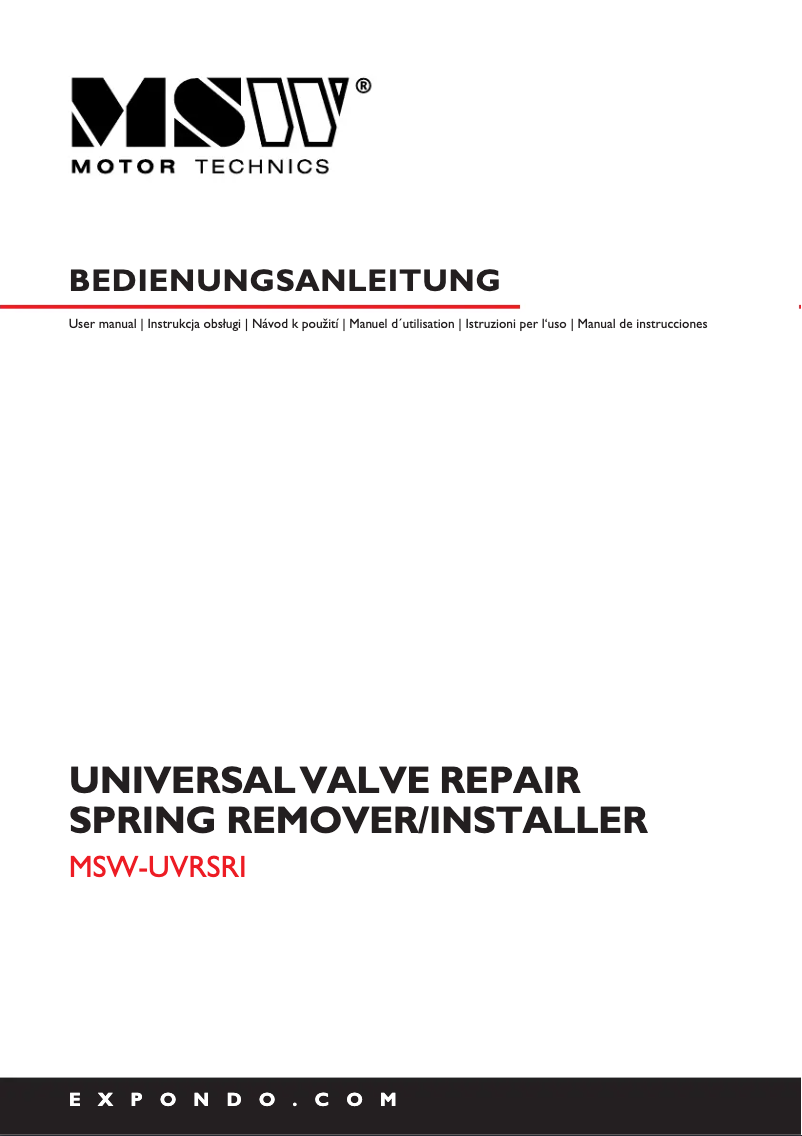 Image de la première page du manuel de l'appareil MSW-UVRSRI
