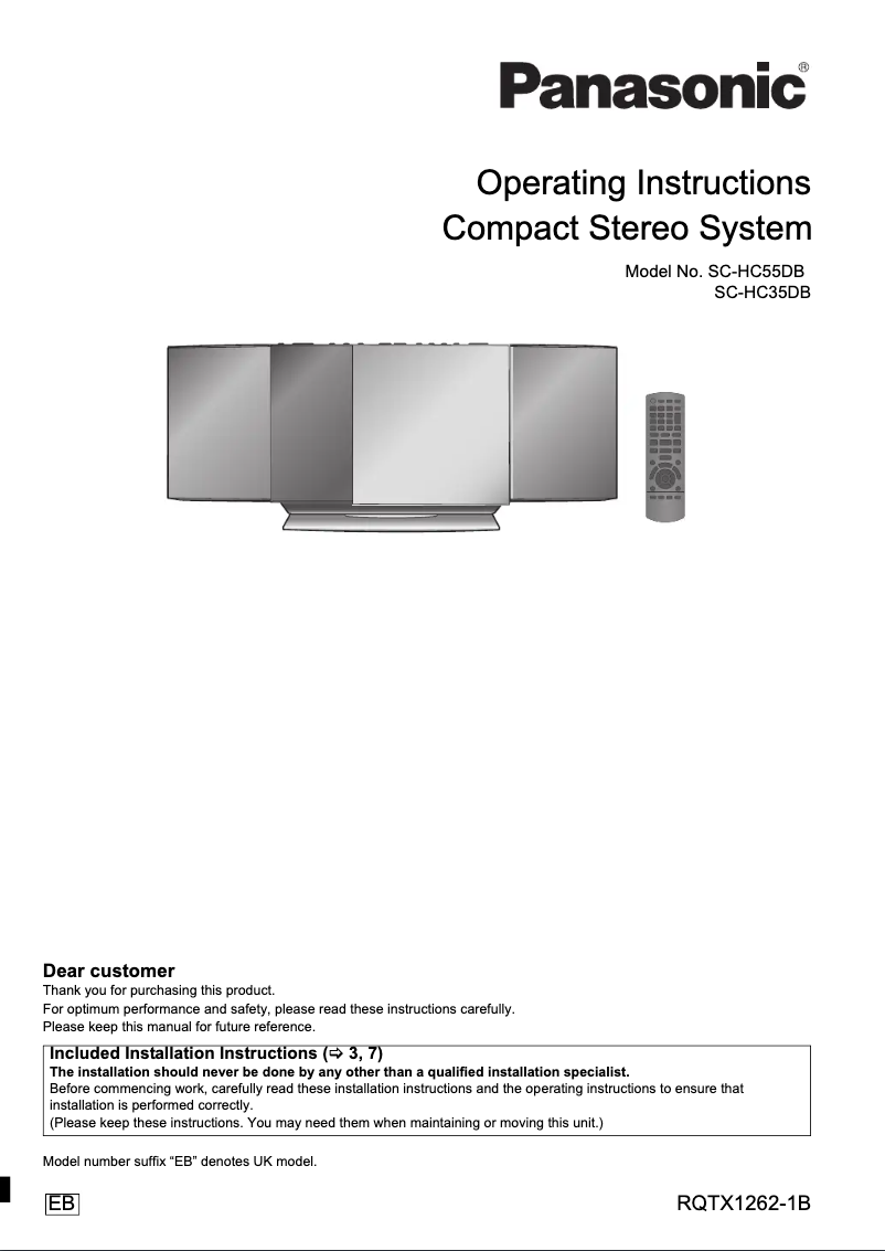 Page 1 de la notice Manuel utilisateur Panasonic SC-HC35