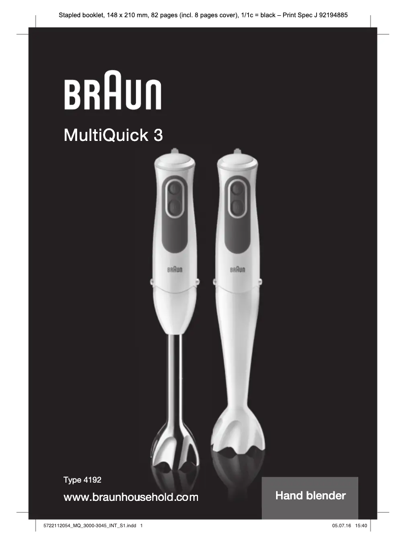 Page 1 de la notice Manuel utilisateur Braun Multiquick 3 MQ3035WH