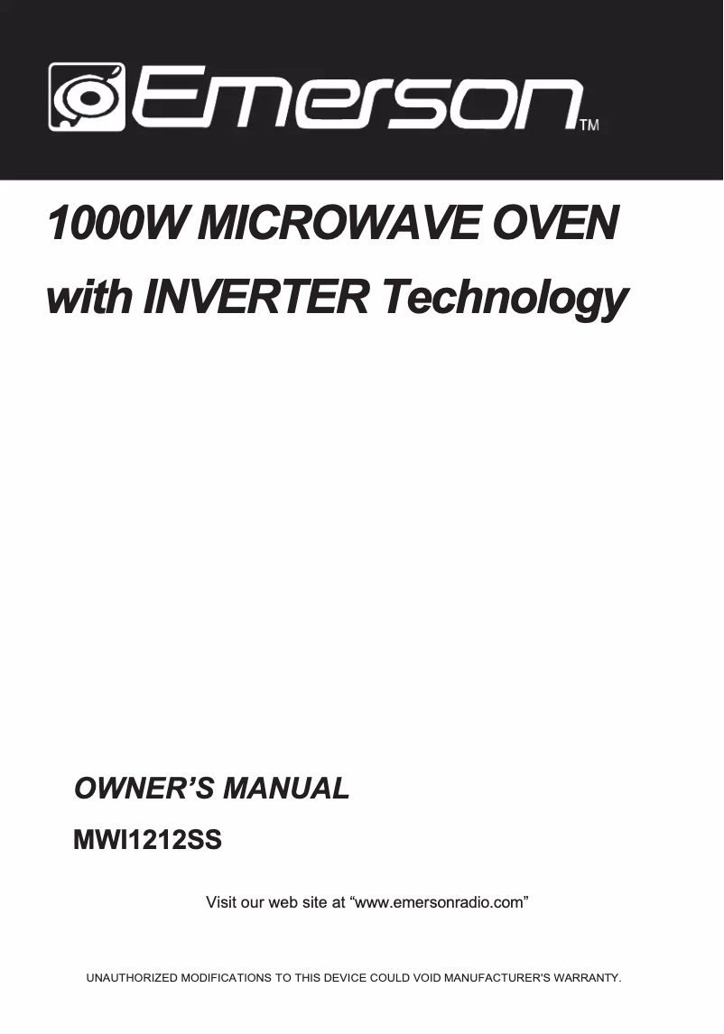 Image de la première page du manuel de l'appareil MWI1212SS