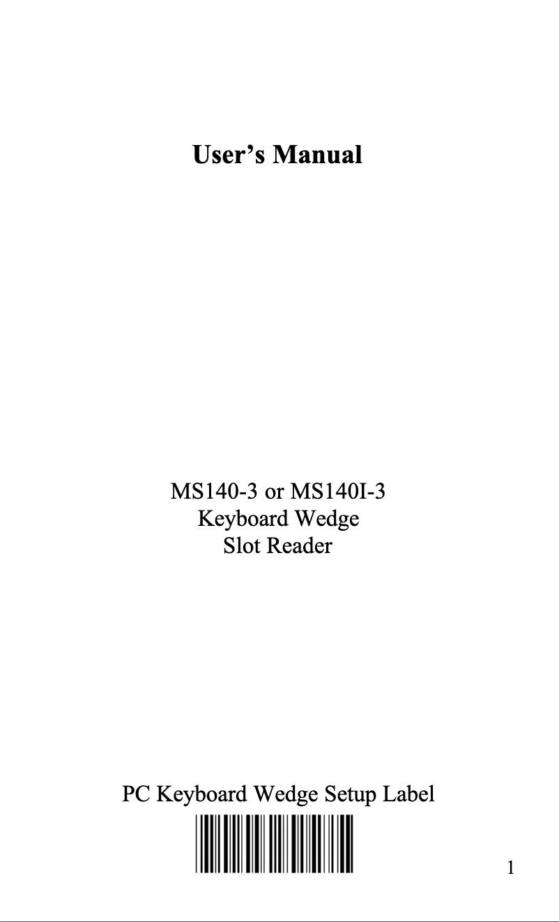 Page 1 de la notice Manuel utilisateur Unitech MS140I