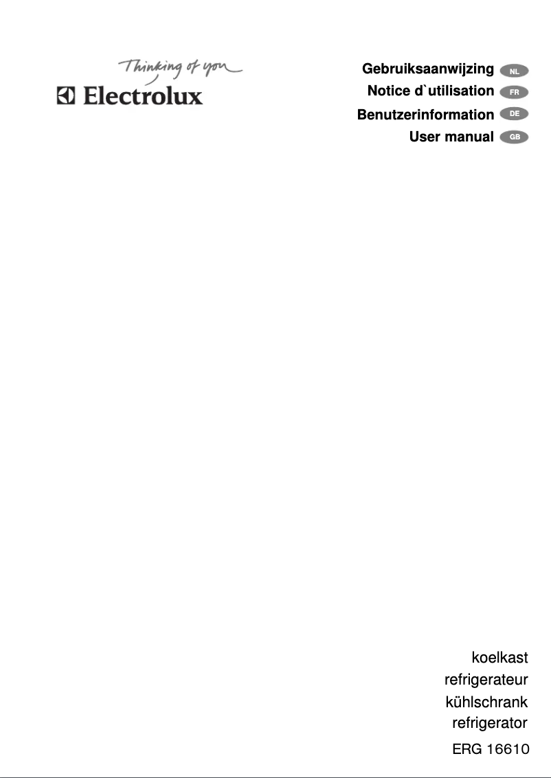 Page n°1 - Manuel utilisateur Electrolux ERG16610