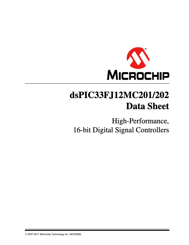 Página 1 del manual Ficha técnica Microchip DSPIC33FJ12MC202