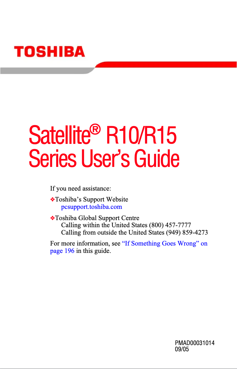 Page n°1 - Manuel utilisateur Toshiba Satellite R10